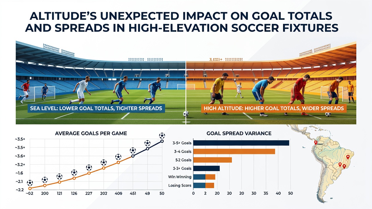 Soccer match statistics overlay showing goal distribution at high-altitude venues