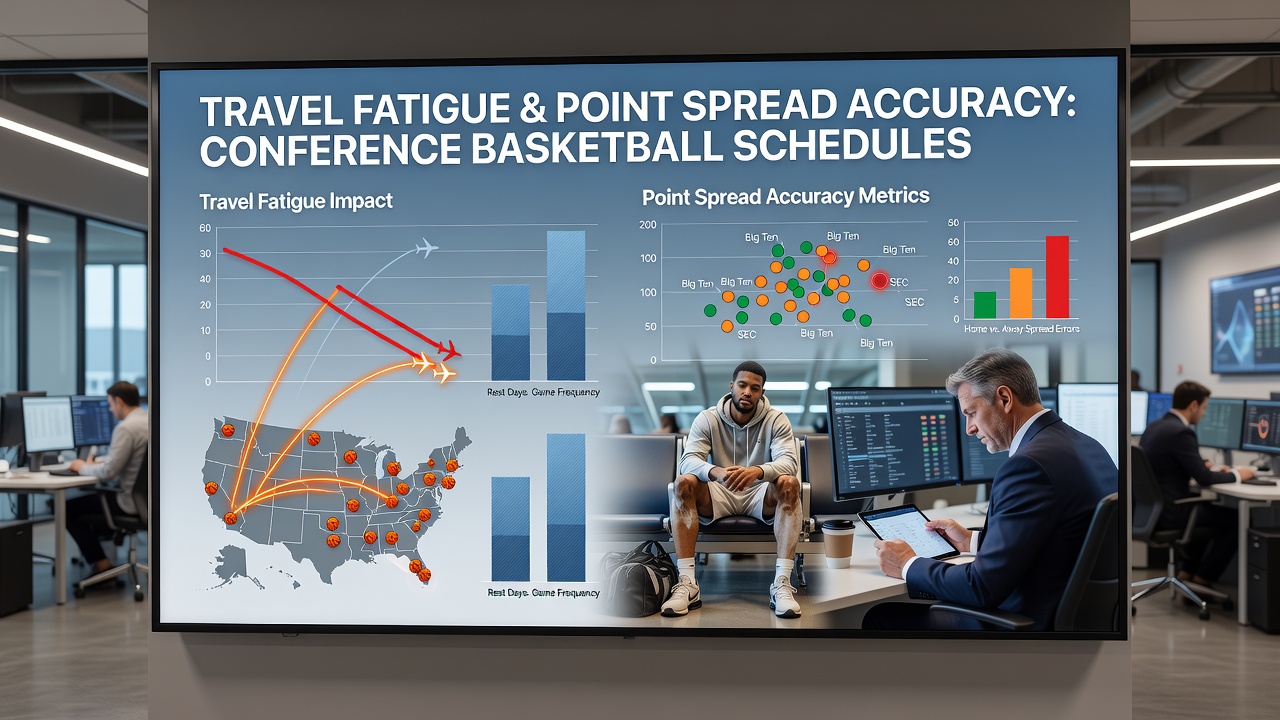 College basketball players traveling by bus during a conference road trip, illustrating fatigue factors in schedules
