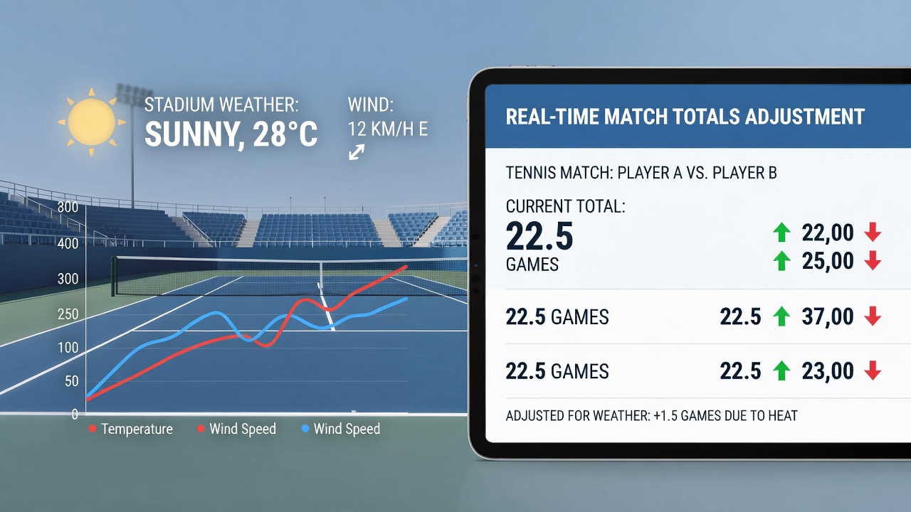 Tennis stadium with weather monitoring equipment during a professional match