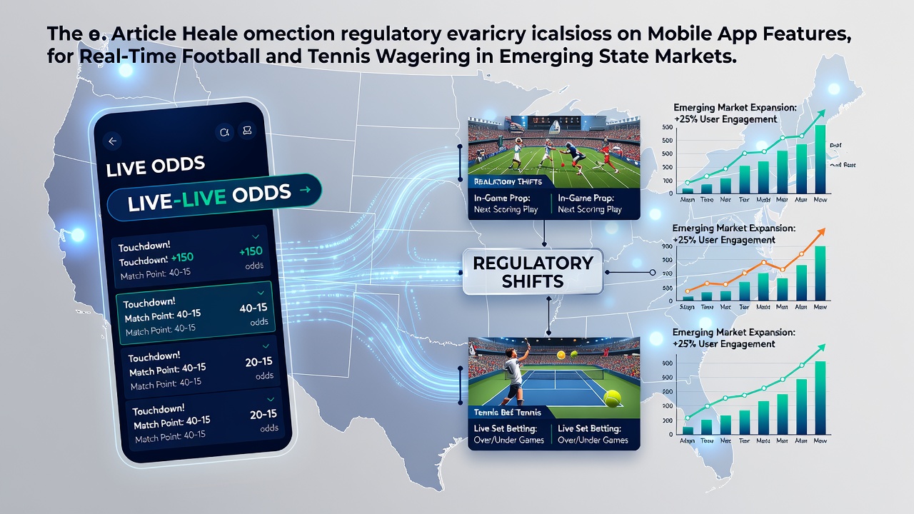 Mobile app interface showing real-time football and tennis betting options with regulatory compliance indicators