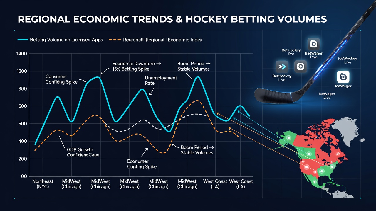 Regional economic data overlaid with hockey betting volume trends across North American markets