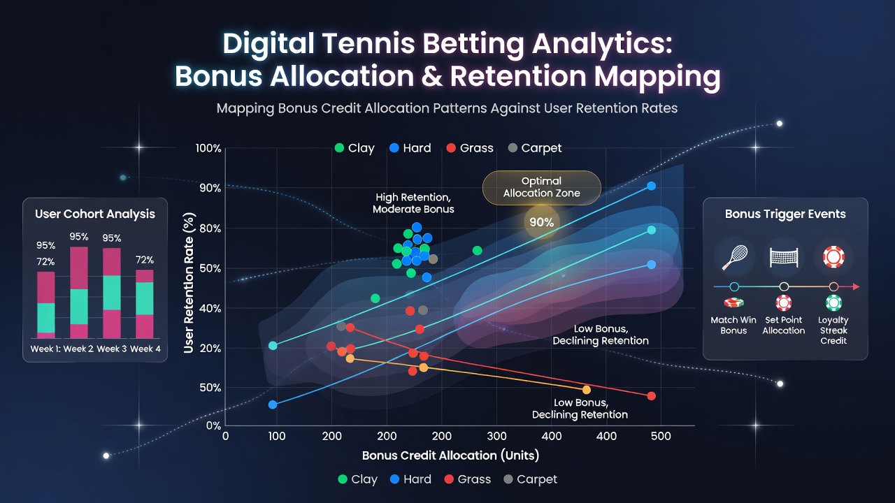 Chart illustrating retention rate curves segmented by bonus credit allocation tiers in tennis betting environments