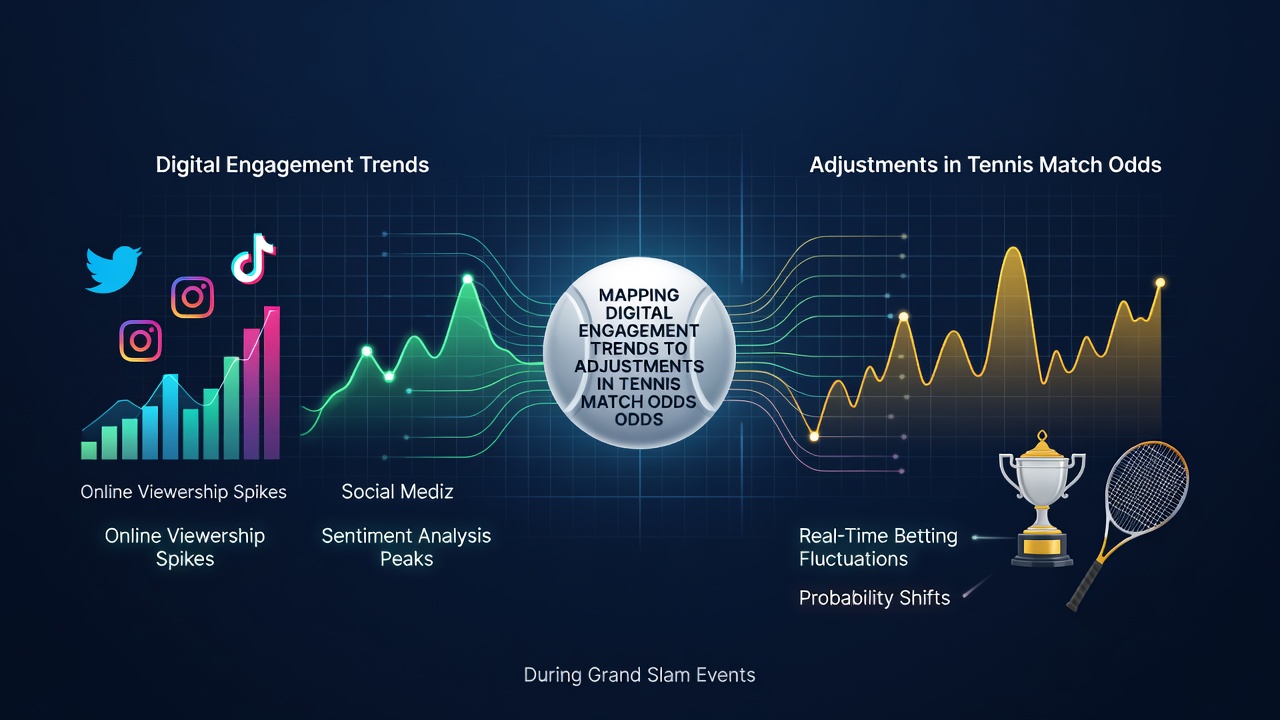 Digital engagement metrics displayed alongside tennis betting odds charts during a Grand Slam tournament