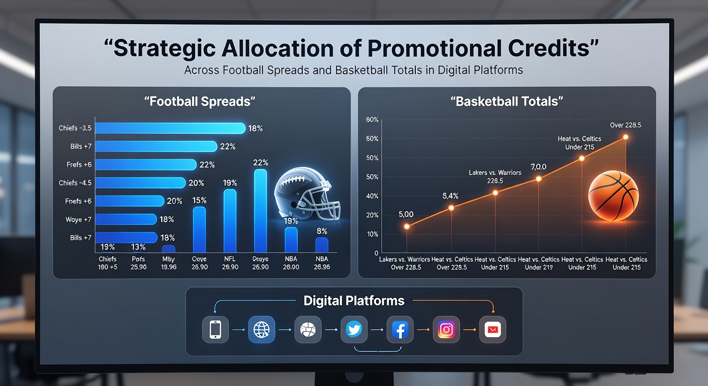 Digital interface showing promotional credit allocation tools for football and basketball betting markets