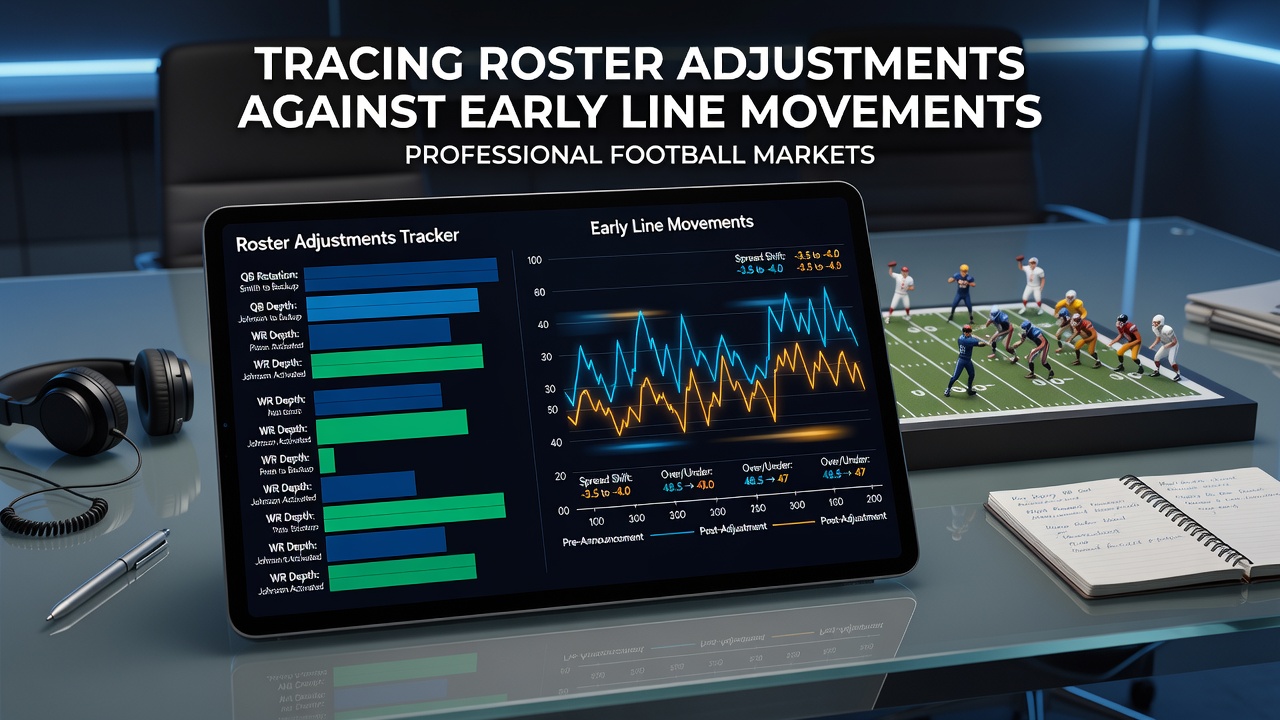 NFL roster board showing player changes next to betting odds display